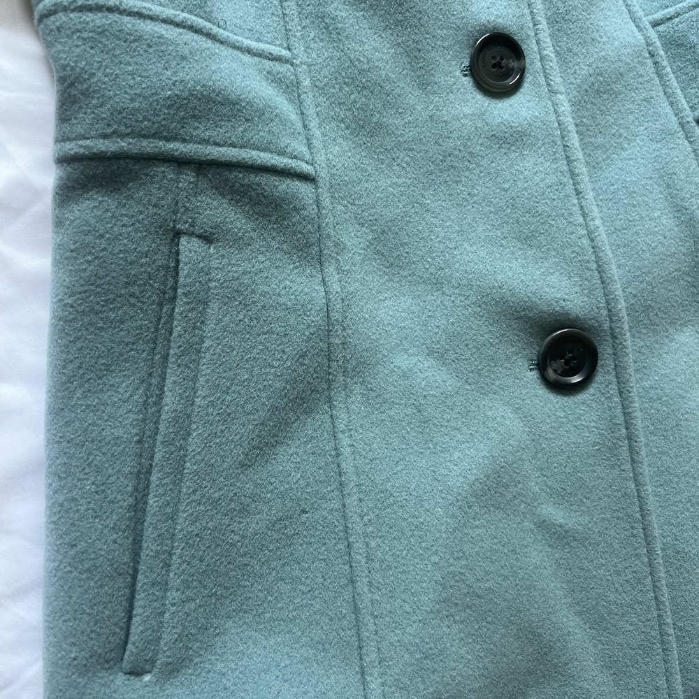 Anne Klein Seafoam Blue Full Length Cashmere Wool Blend Collar Coat Size 0 - Picture 9 of 16